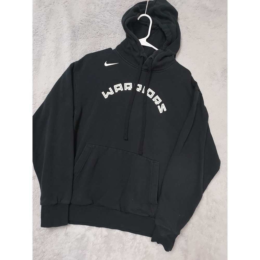 Golden State Warriors Hoodie Mens Medium Nike NBA Sweatshirt Fleece Faded Black
